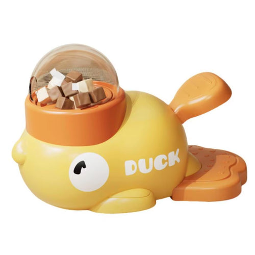 2-In-1 Durable Duck Shaped Treat Dispenser Toy PC Food Puzzle Slow Feeder for Small Medium Cats and Dogs Made in China